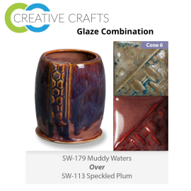 Muddy Waters SW-179 over Speckled Plum SW-113 Stoneware Combination